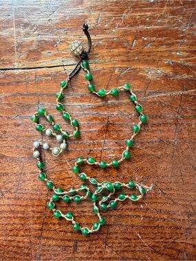 Unbranded Necklace Unisex OS Green Jade Beaded Wrap Around Bracelet